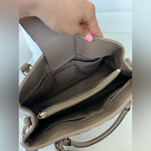 Coach Quilted Leather Small Margot Carryall Satchel Handbag, F36679, Stone - Picture 5 of 8